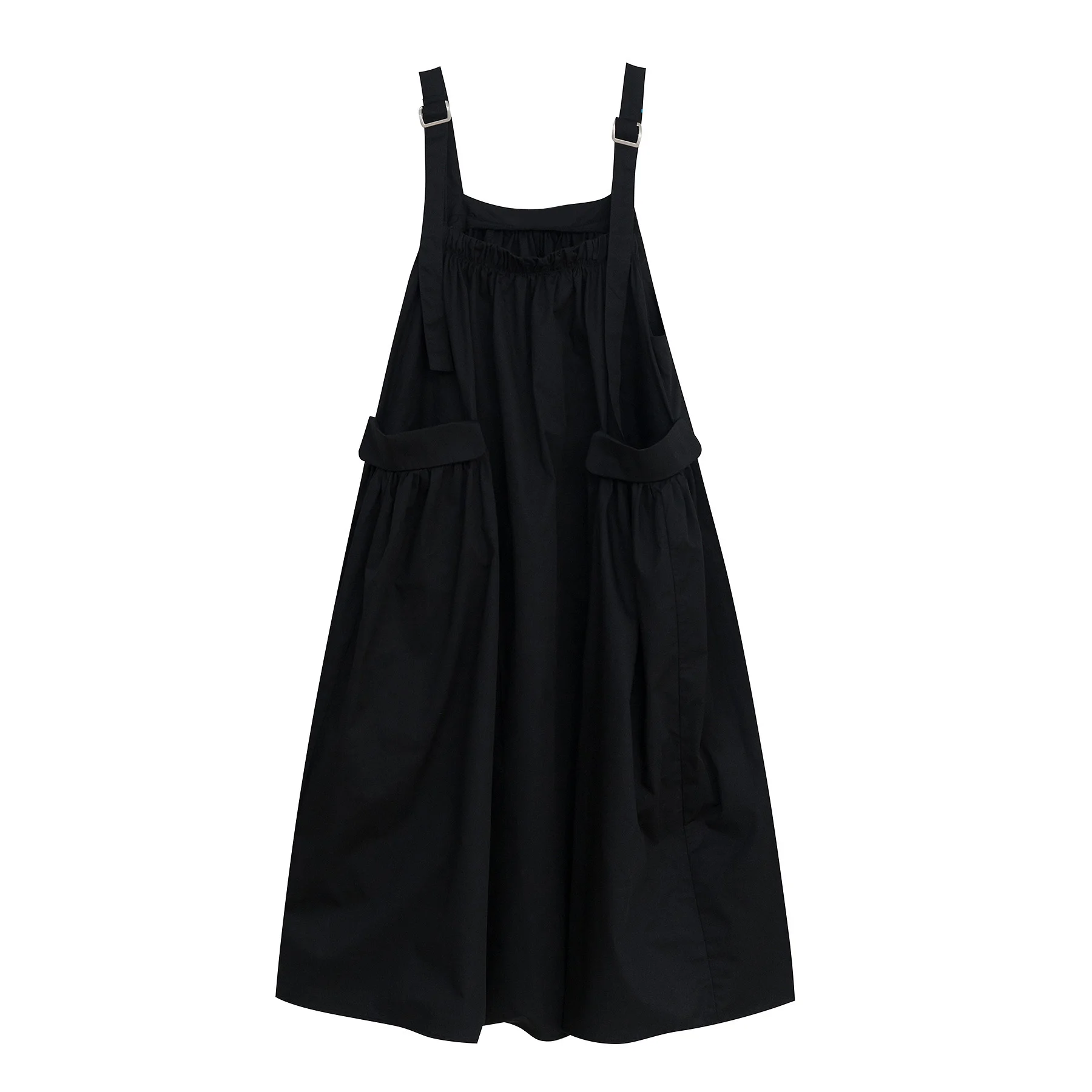 

Sleeveless Patchwork Ruffles Women Dress Loose Plus Size Women's Long Dress Casual Clothes Minimalist Spaghetti Strap Dress