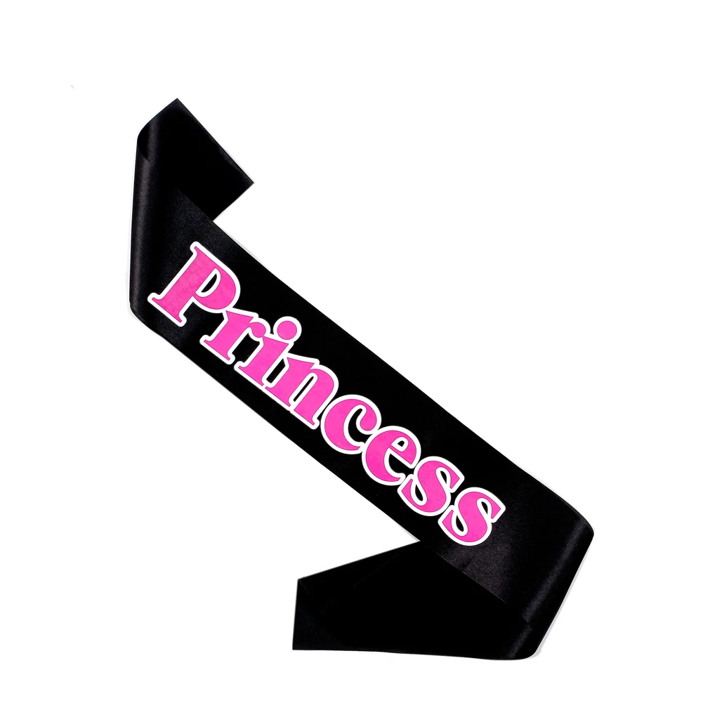 

3pcs Birthday pink ribbon women princess girls sashes black palepink band happy brithday party accessories