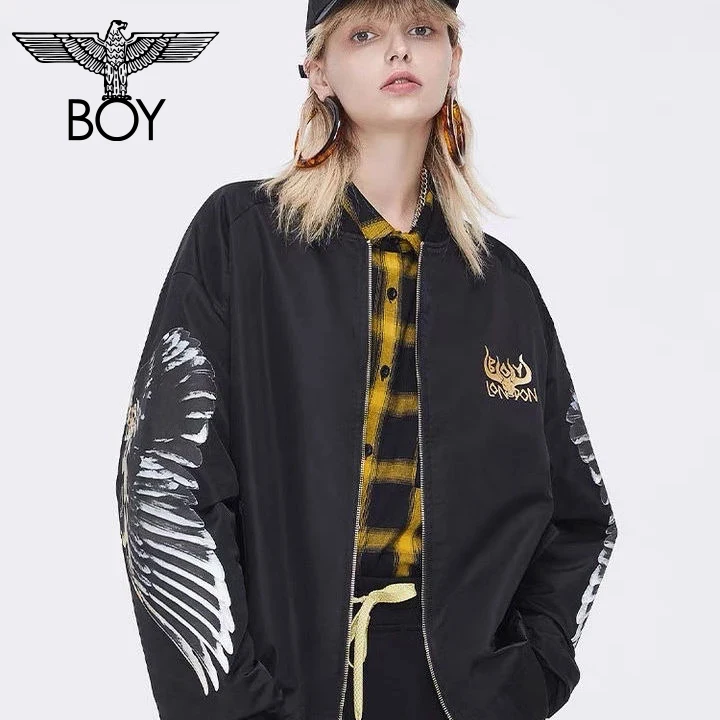 

Boy London Men's Fashion Brand Hot Stamping Printing Big Wings Men and Women Couples Large Size Jacket Jacket Baseball Uniform