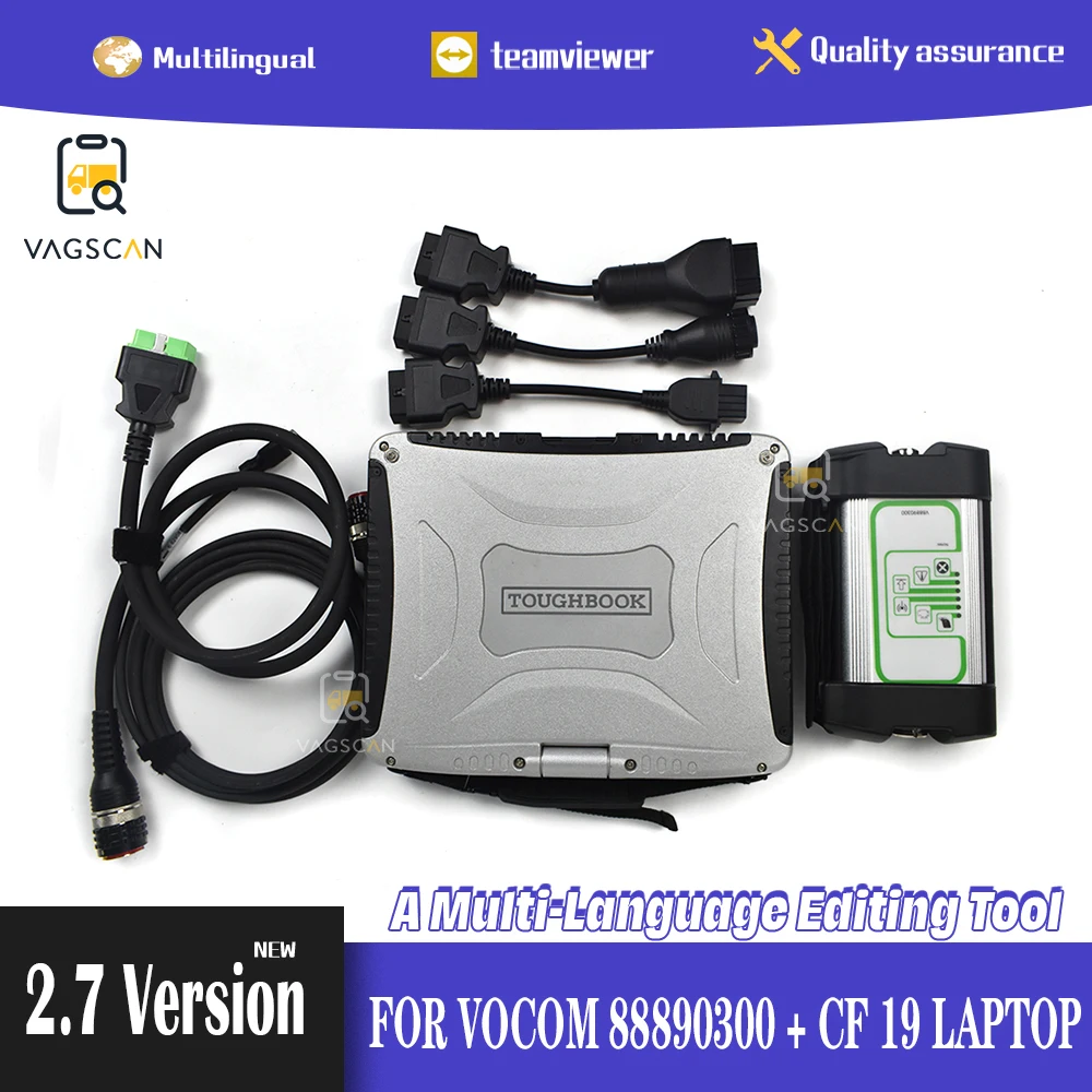 

V2.7 Truck Diagnose Interface adapter for Vocom 88890300 For Renault/UD/Mack Truck Diagnostic Tool with CF-19 Laptop