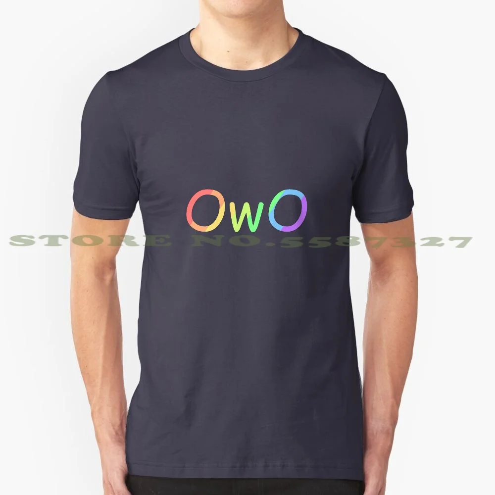 Футболка Rainbow Owo из 100% чистого хлопка Hewwo Comic Sans Kawaii Whats This Nya Furry Culture Uwu Pride Gay