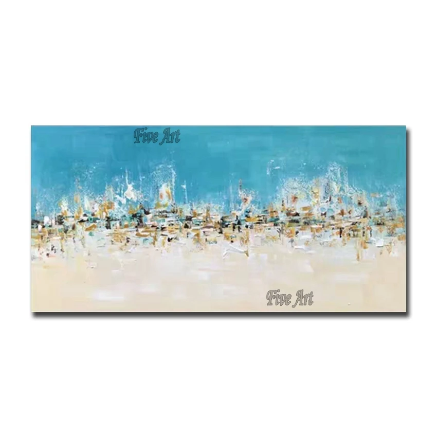 

Blue Abstract Texture Design Unframed Canvas Oil Painting Living Room Decoration Wall Decor Art Free Shipping Wall Hanging Piece