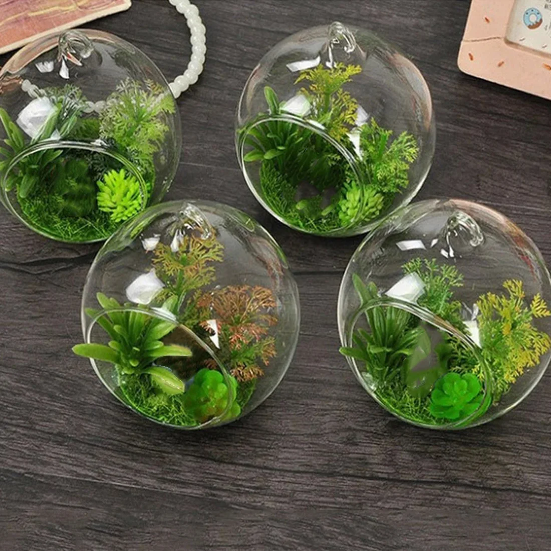 

Glass Ball Vase Ornament Glass Aquarium Fish Tank Hanging Flower Pot Hydroponics Plant Vase Micro Landscape Home Decoration