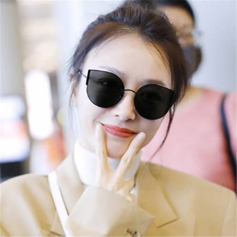 Женские солнцезащитные очки кошачий глаз новинка 2019 модные с синими и зелеными