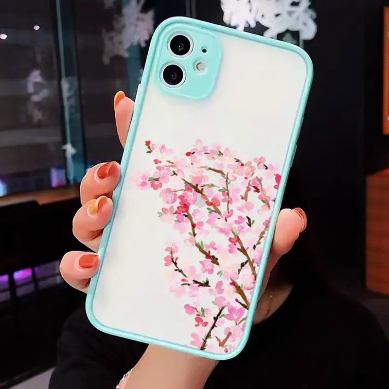 

sakura wallpaper beautiful Cartoon Phone Cases matte transparent For iphone 7 8 11 12 plus mini x xs xr pro max cover