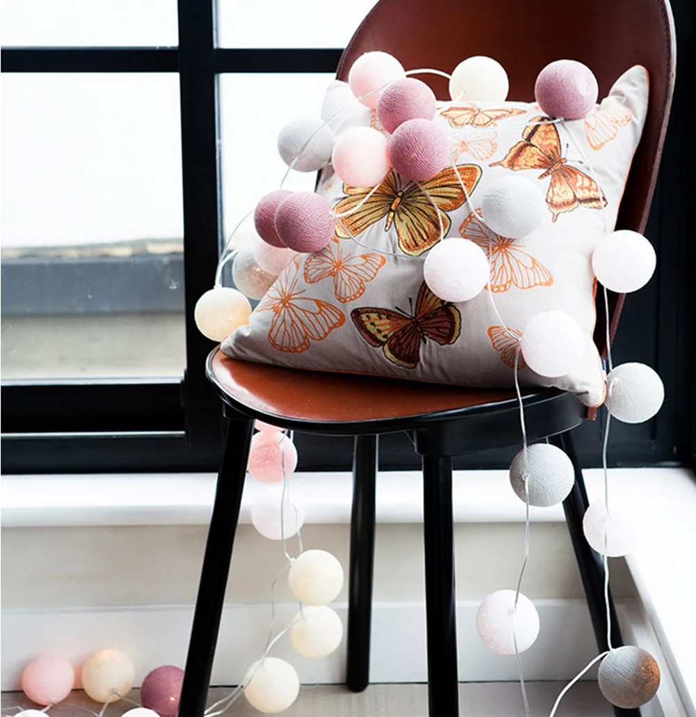 Гирлянда из 20 светодиодных хлопковых шариков 2 м | Лампы и освещение