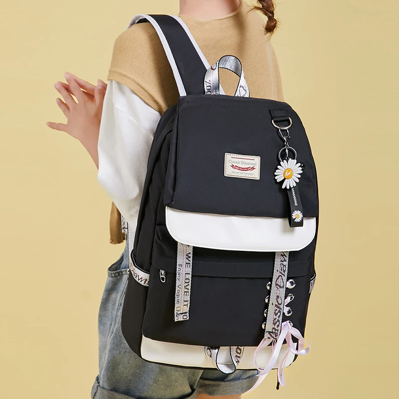 

Вместительный школьный ранец для девочек, новинка 2021, водонепроницаемый рюкзак для учащихся средних классов, модные дорожные рюкзаки с лен...