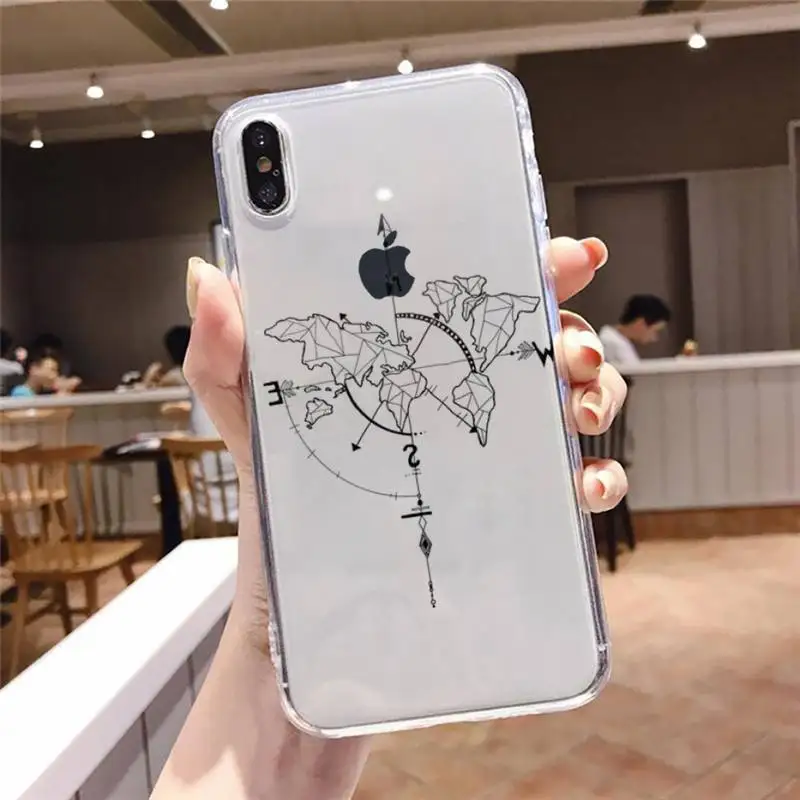 

Travel Airplane world map abstract line Phone Case Transparent soft For iphone 5 5s se 6 6s 7 8 11 12 plus mini x xs xr pro max