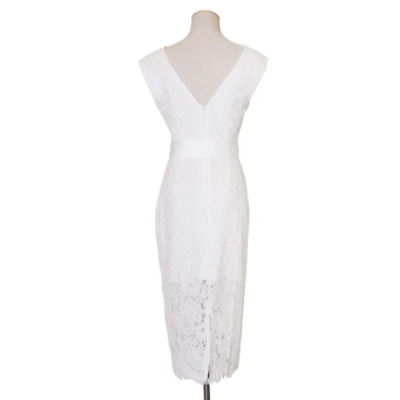 Платье без рукавов TWOTWINSTYLE летнее кружевное платье с v-образным вырезом и высокой