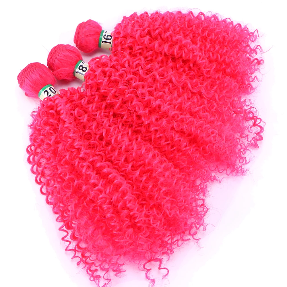 Color #613 Brown Golden 70 g/pcs Afro kinky Curly Hair Bundles Double Weft Synthetic Hair Extensions