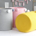 1 шт., 3 цвета, ручное плетение, коробка для хранения мелочей, хлопковая веревка, корзина для белья, складная для бытового многоцелевого использования