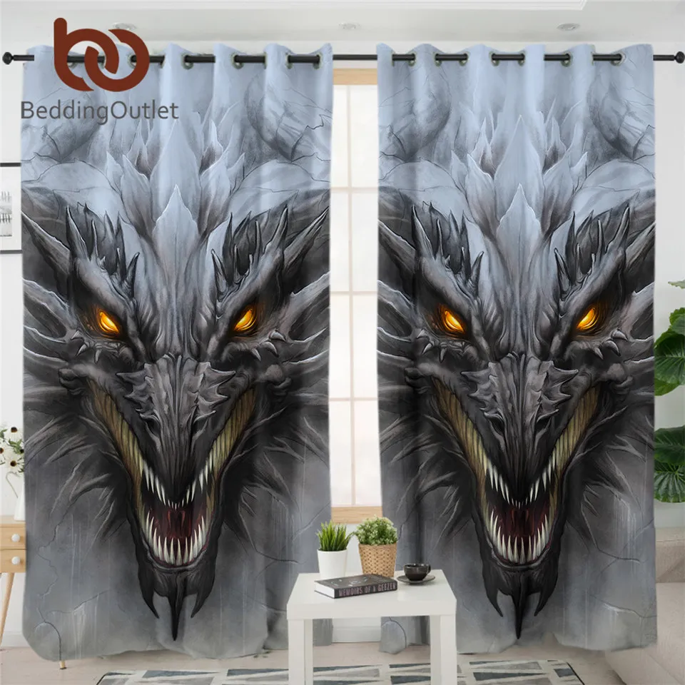Занавеска BeddingOutlet с головой дракона занавеска из серого камня для гостиной