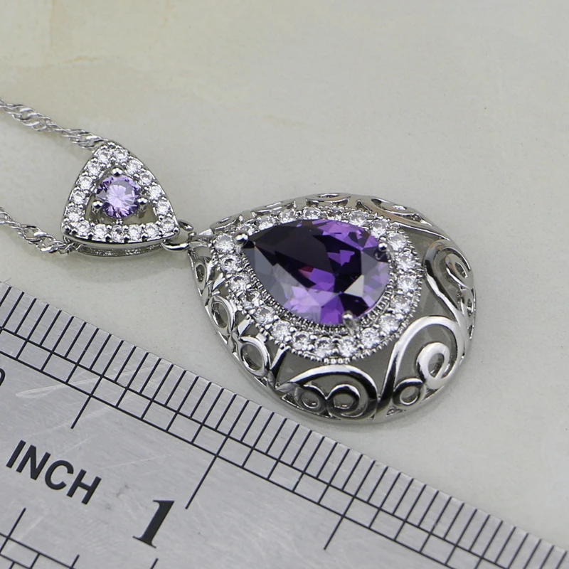 Натуральный фиолетовый кубический цирконий белый кристалл Стерлинговое Серебро