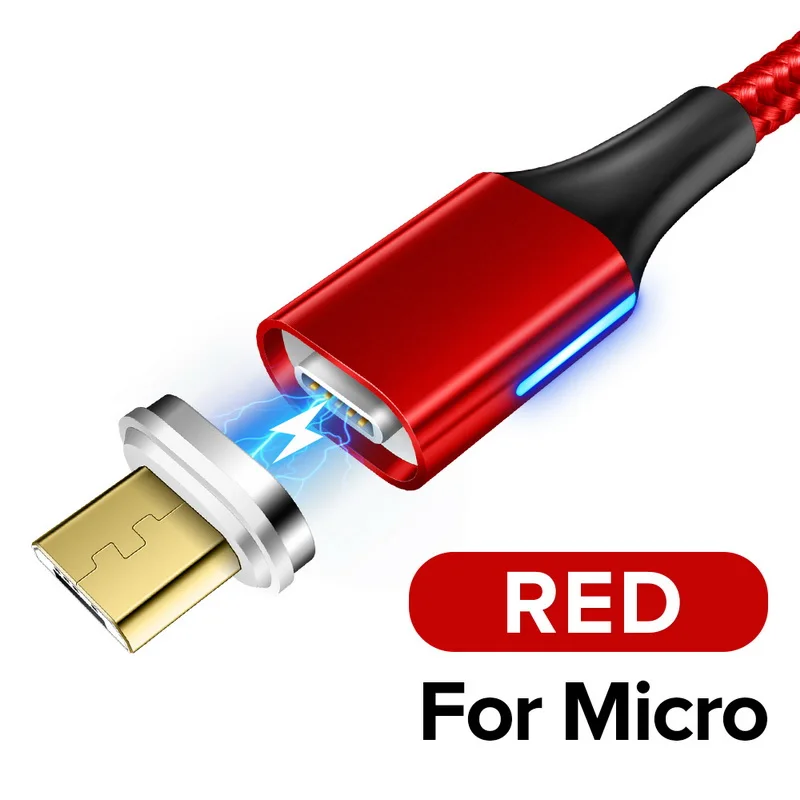 For Micro USB Red Магнитный кабель GETIHU 2 м для быстрой зарядки 3,0 Micro USB для iPhone XS samsung Xiaomi Redmi Note 5 Pro type C зарядное устройство для зарядки телефона - Цвет: For Micro USB Red