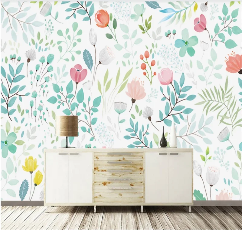 

Xuesu Nordic hand-painted European-style flower TV living room bedside bedroom custom wallpaper mural 3D / 5D / 8D photo wall