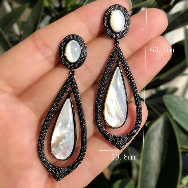 Женские длинные серьги подвески с натуральным пресноводным