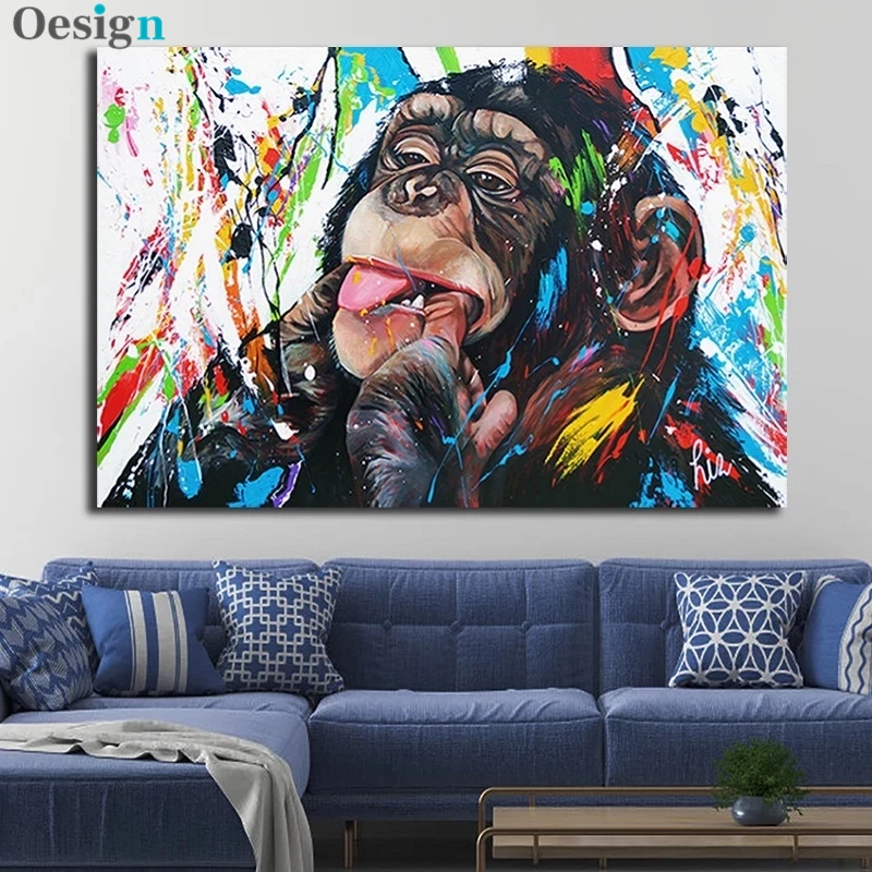 

Graffiti Cute Monkey Canvas Painting Colorful Printed Poster and Prints Painting Wall Pictures For Living Room Home Decorations