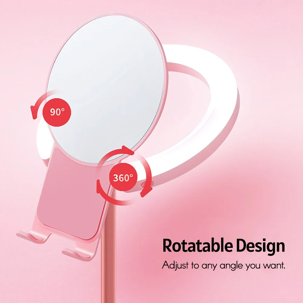 Светодиодный кольцевой светильник ПА для макияжа с подставкой большим зеркалом