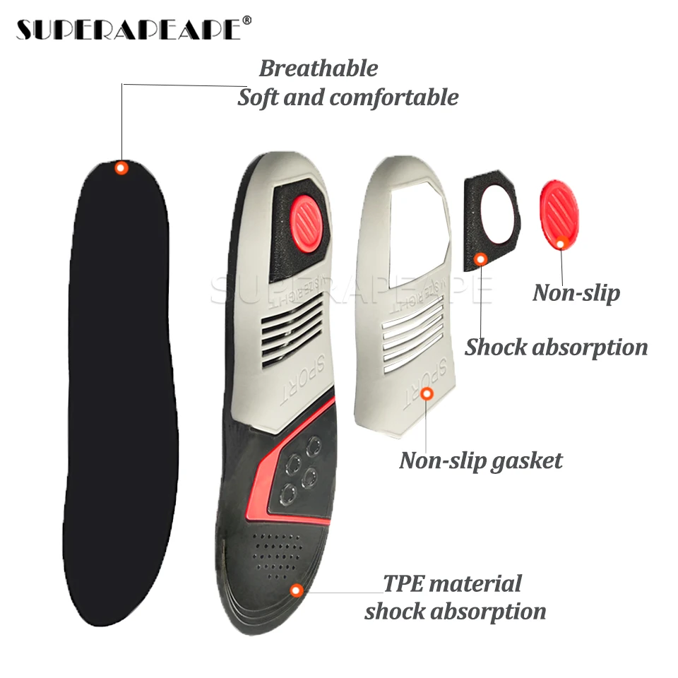 Orthopedic insoles flat foot orthopedic Sport Insole arch support man women Sole Pad for Shoes insert shock absorption insoles