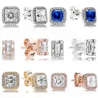 Женские серьги-гвоздики из серебра 925 пробы, с кристаллами