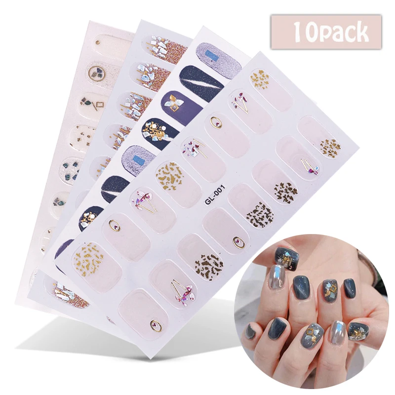 10 шт./компл. лидер продаж наклейки для ногтей глиттер дизайна коллекционный набор