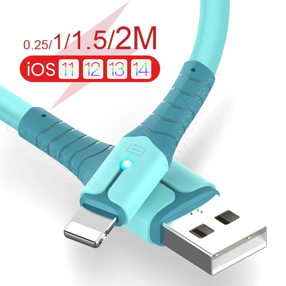 Cable de datos USB para móvil, cargador de silicona líquida para iPhone...