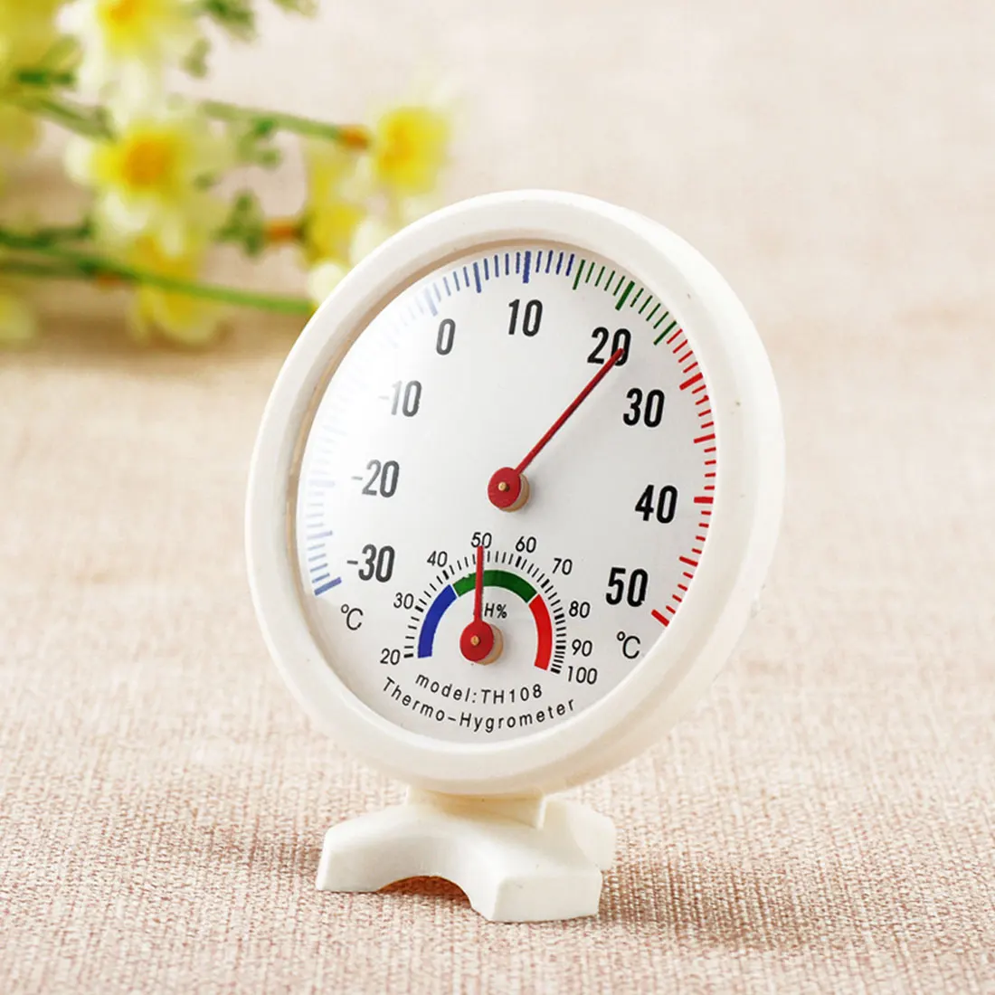 1 шт. мини термометр круглой формы с часами для помещения и улицы гигрометр