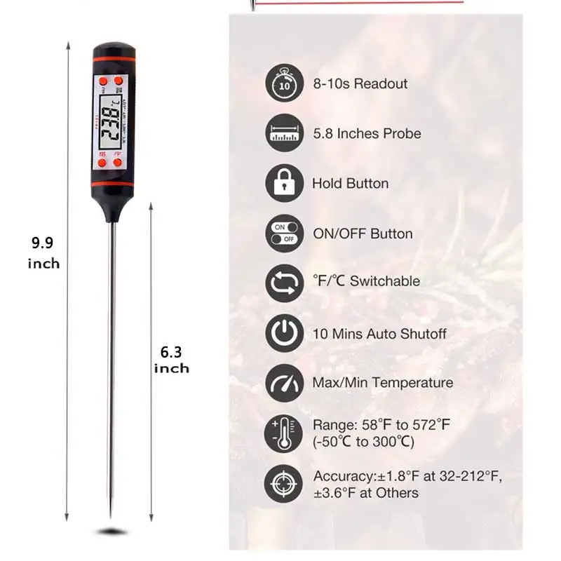

Digital Kitchen Thermometer Kitchen Food Thermometers Meat Milk Temperature Thermometers Oven Thermometer Measuring Tool