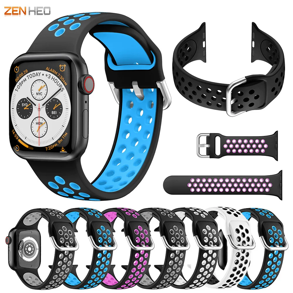 

Ремешок для часов Apple Watch 4 5 6 SE 40 мм 44 мм, сменный спортивный мягкий силиконовый браслет для iWatch Series 5 4 3 2 1 38 мм 42 мм