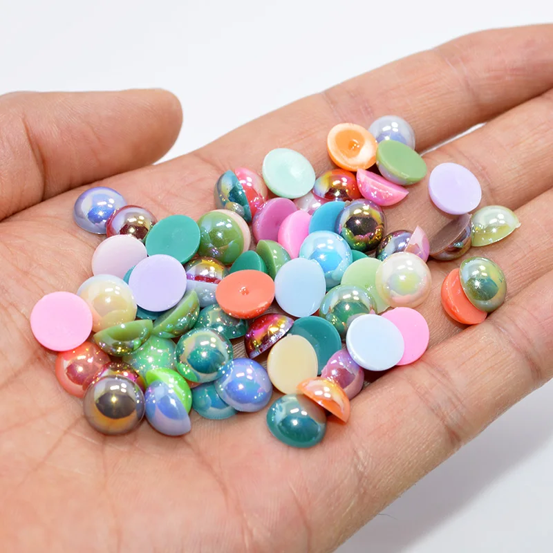 

2mm-10mm Mirage ABS Imitation Pearls Half Round Flatback Resin Pearl Glue On Rhinestones Beads Nail Arts Pearls DIY Decoration