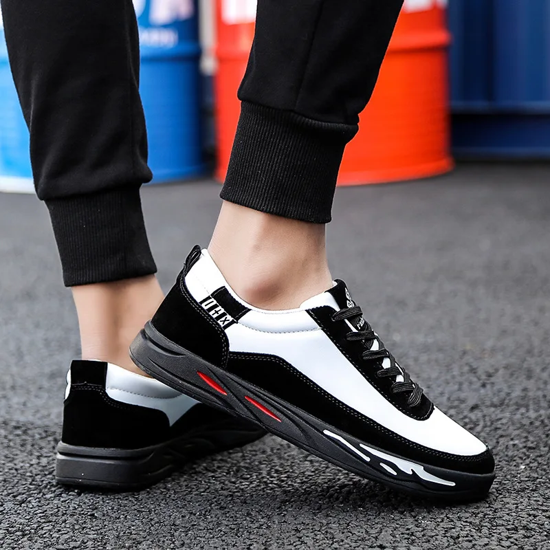 Kamucc 2019 Autumn New Men Casual Shoes Breathable Wear Resistant PU Leather Summer White Round Toe Lace up Flat Snekaers | Обувь