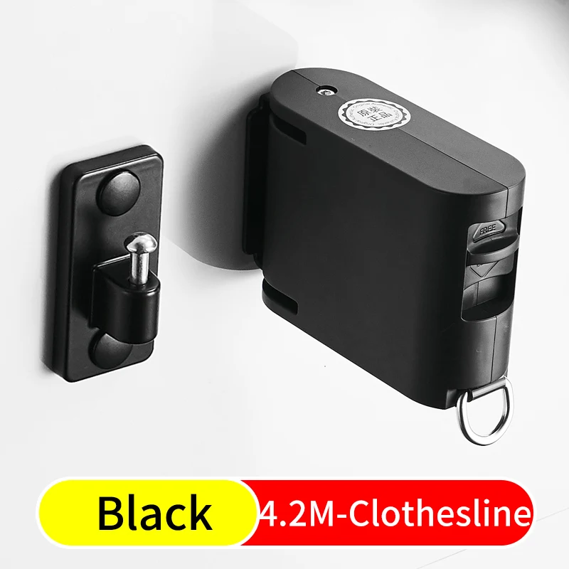 Black Вешалка для одежды комнатный, уличный, настенный подвесной коврик для ванной комнаты невидимая Выдвижная веревка для белья Сушилка квадратная черная - Цвет: Black