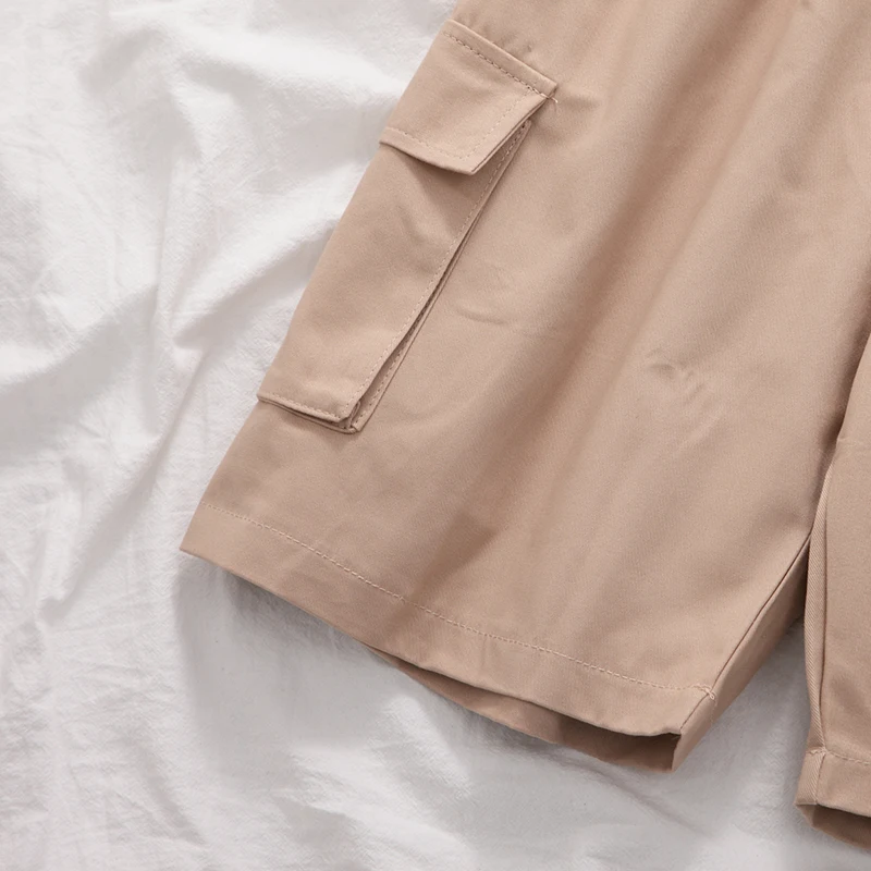 

Shorts Women Mid-waist Knee-length Straight Summer M-2XL Loose Pockets Korean Style Streetwear Button Casual New Simple Elegant