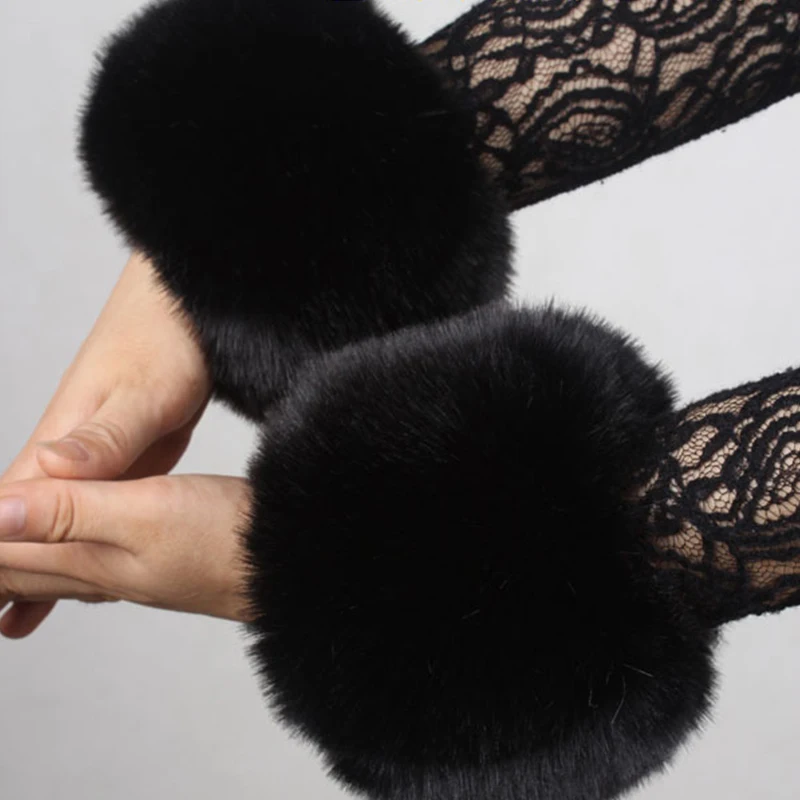 Манжеты женские из искусственного лисьего меха эластичные 1 пара |