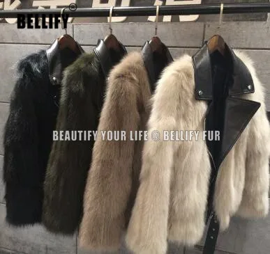 

Европейские и американские высококачественные Мотоциклетные Куртки из натуральной кожи, женские куртки-бомберы с натуральным лисьим мехо...