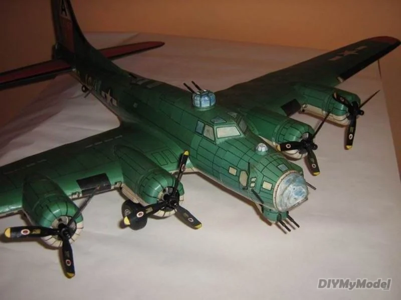DIYMyModeI-Bombardero de La fortaleza voladora de EE. UU., b17g, bricolaje, artesanal, KIT de papel, rompecabezas de juguete hechos a mano, accesorios de pel&iacute;cula-4