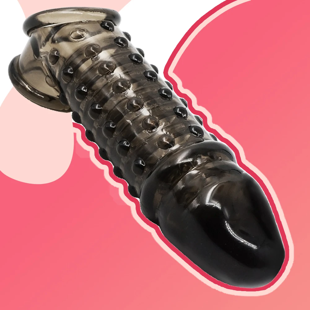 

Penis Extender Cock Rings Delay Ejaculation Reusable Penis Condoms Dick Sleeve Silicone Glans Cover Enlargement Sex Toys For Men
