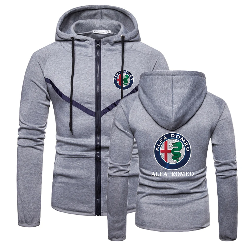 

2021 Alfa Romeo New Brand Wild Zipper Hoodies Men Fitness Sweatshirts Solid Color England Style Muscle Sportswear Coat Top