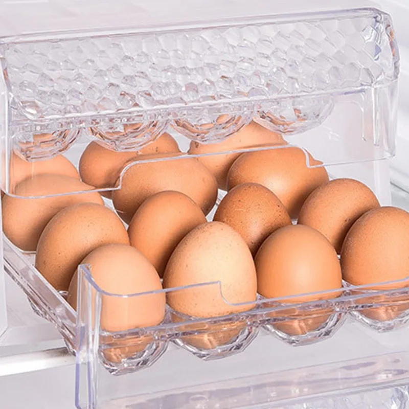Ящик для хранения яиц двухуровневый прозрачный кухонный ящик с 34 ячейками защита