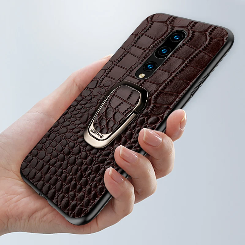 Genuine Leather Ring bracket Magnetic phone case for oneplus 7 7pro 6 6T Luxury cover One plus 7t pro 5 5t Fundas | Мобильные