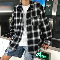 harajuku plaid shirts mens spring 2021 autumn winter high quality casual flannel men oversized loose retro long sleeved shirts