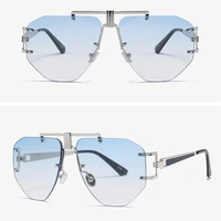 2022 rimless sunglasses designer shades for women square farme sunglasses men and women uv400 glasses anti reflective