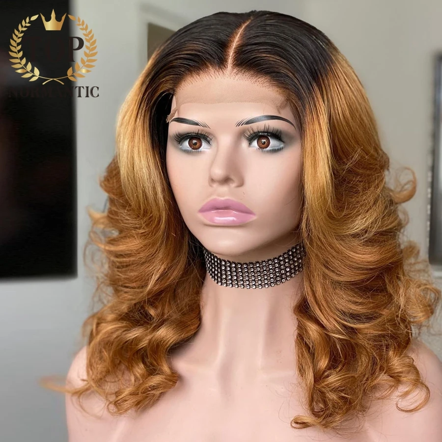 

Topnormantic Ombre Color Loose Wave Lace Front Human Hair Wigs Brazilian Remy Hair Short Bob Human Hair Wig For Women