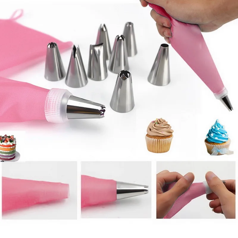 

8/14/26/50pcs Pink Silicone Pastry Bags Tips 48 Icing Piping Nozzle Cream Reusable Pastry Bag Cake Decorating Tool Pastry Nozzle
