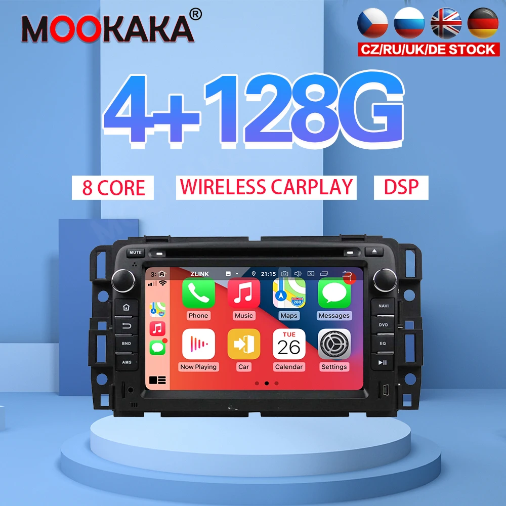 

Android 10 4G 128G Car Multimedia DVD Player For GMC Yukon Tahoe 2007-2012 Navigation Head Unit Auto radio Audio stereo Carplay