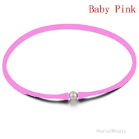 wholesale 16 inches baby pink rubber silicone natural 10 11mm handmade pearl necklace