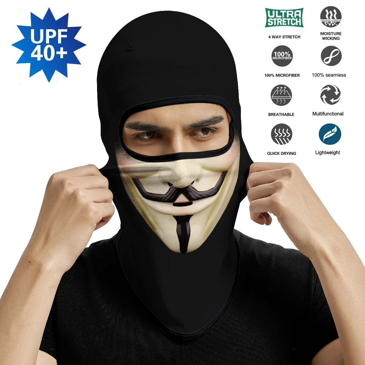 

Anonymous Balaclava Bandana Scarf Earloop Face Mask V for Vendetta Headband Headscarf Neck Buff Facemask Braga Cuello Women Men