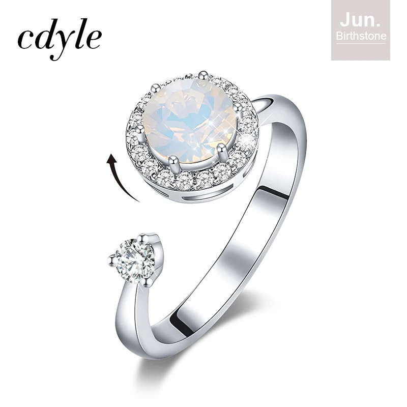 Cdyle кольцо из розового золота, украшенное кристаллом от Swarovski, ювелирные изделия, регулируемый размер, кольца для женщин, подарок на день рождения - Цвет основного камня: Jun. R1040F-S