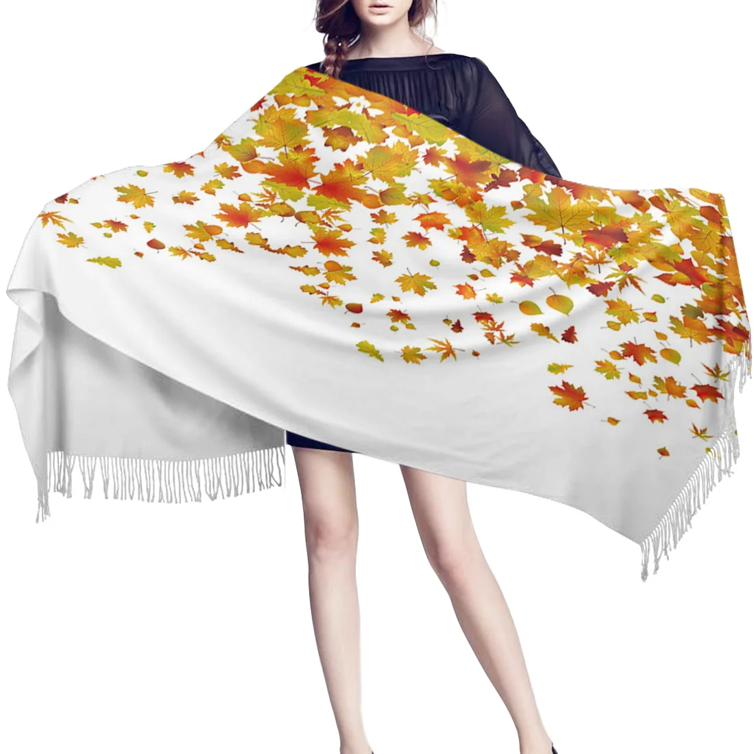 Женский зимний шарф осенние мужские кашемировые шарфы с Кленовым листом на шею