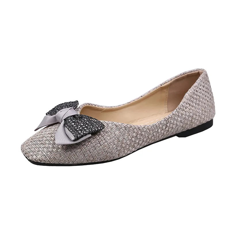 

Shoes Women's Sneakers Summer 2021 New Casual Rubber Square Toe Lace-Up Shallow Slip-On Basic PU Leisure Butterfly-knot Solid